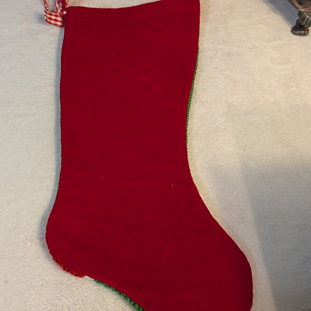 Handmade Needlepoint Nutcracker & Doll Christmas Stocking - Red Green White - Picture 8 of 8